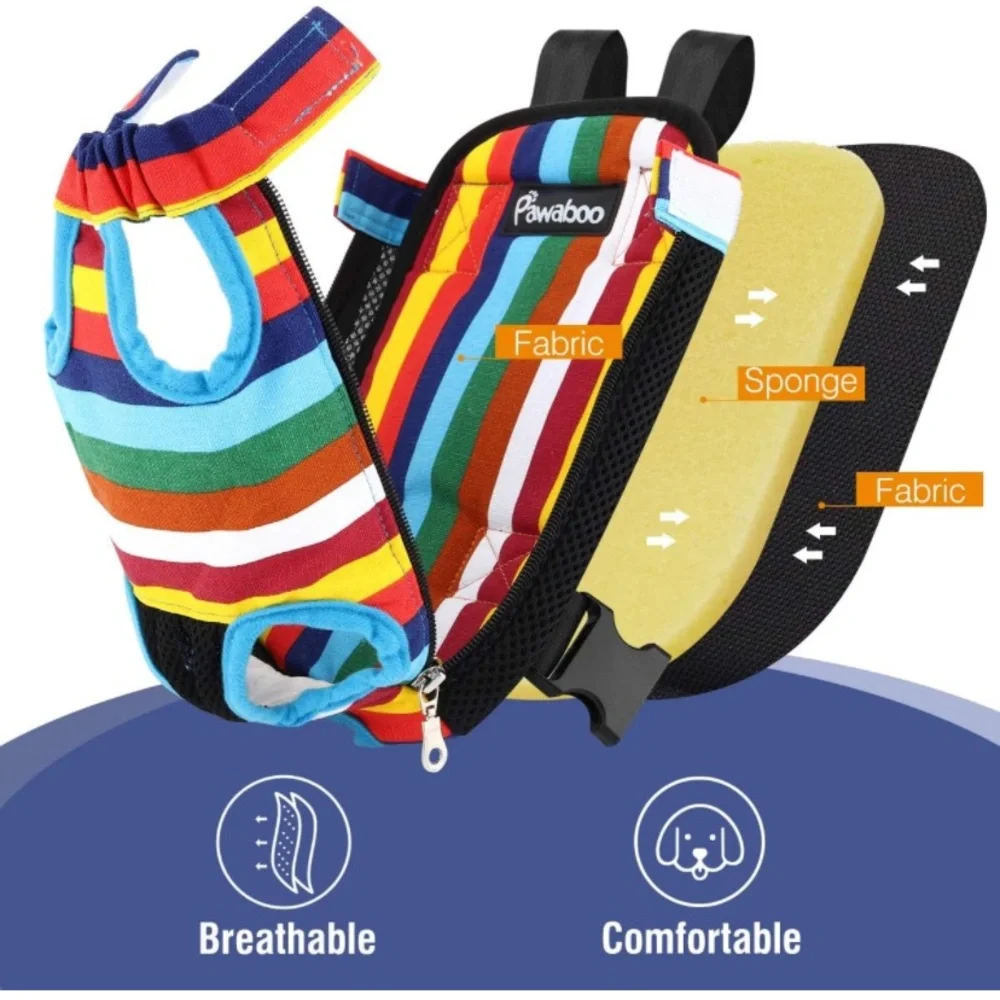 Pawaboo multi color dog carrier, front backpack size large